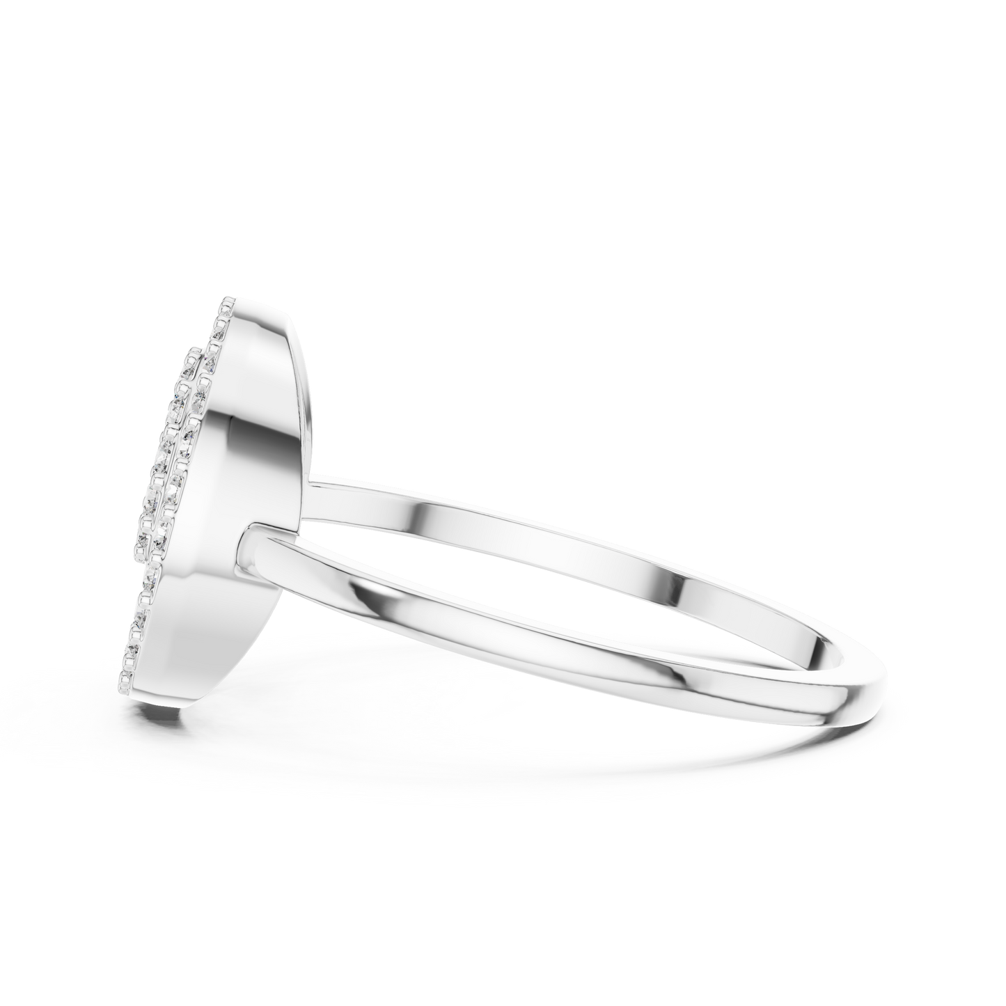 Women's Double Round Halo Diamond Ring, Minimalist Circle Statement Jewelry