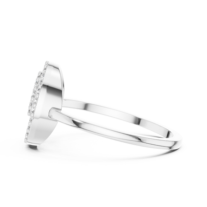 Women's Double Round Halo Diamond Ring, Minimalist Circle Statement Jewelry