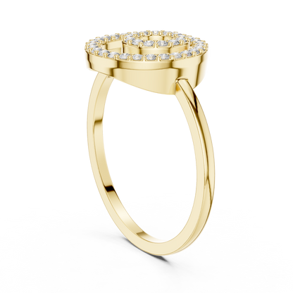 Women's Double Round Halo Diamond Ring, Minimalist Circle Statement Jewelry