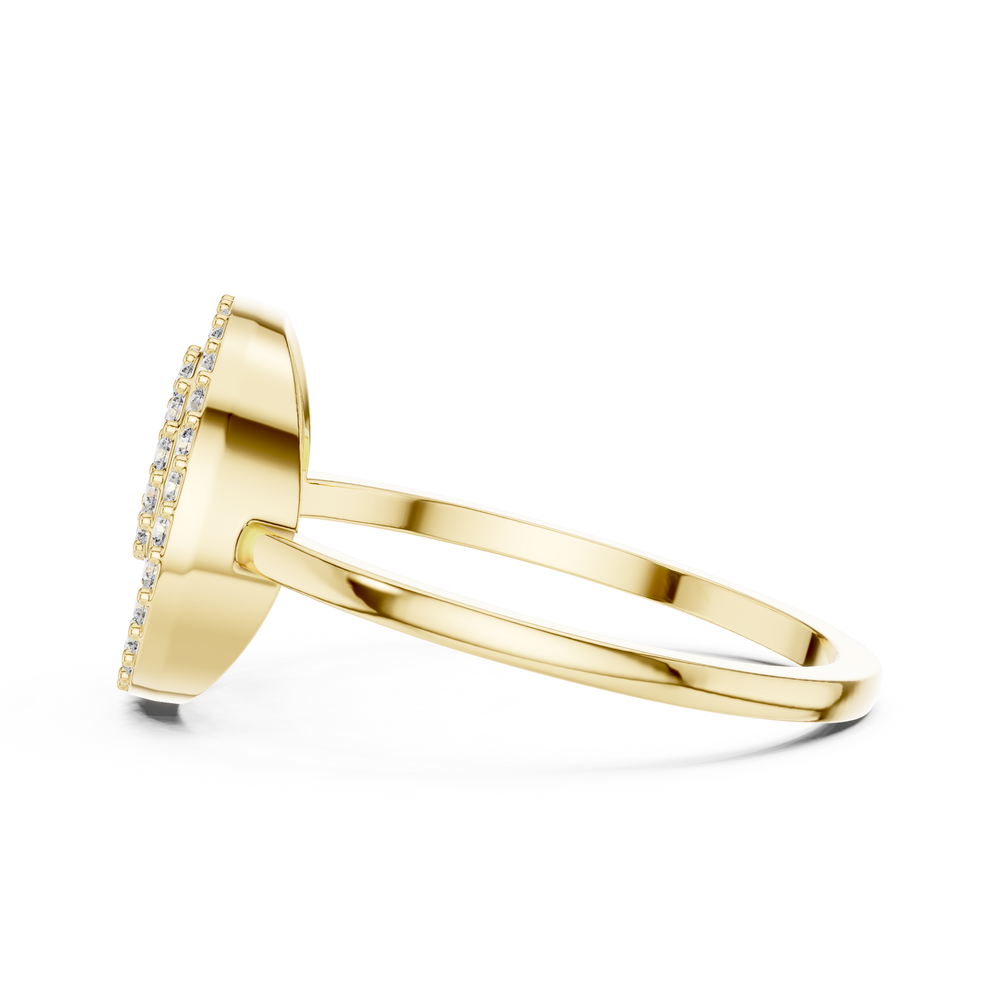Women's Double Round Halo Diamond Ring, Minimalist Circle Statement Jewelry