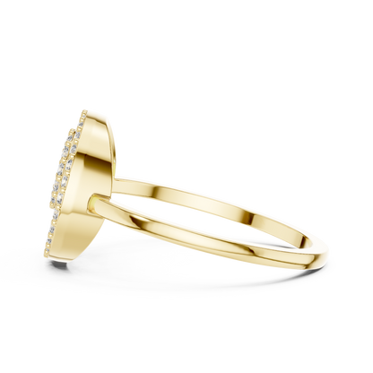 Women's Double Round Halo Diamond Ring, Minimalist Circle Statement Jewelry