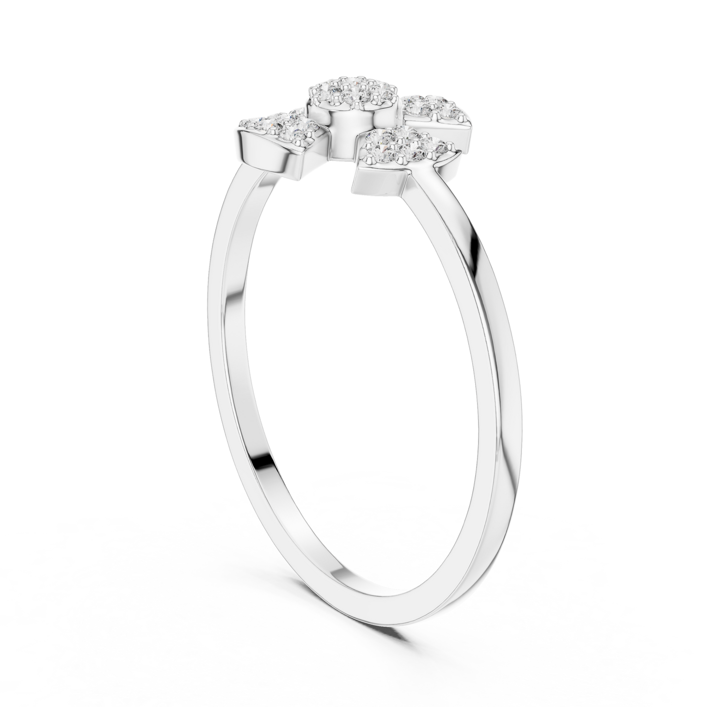 Elegant Diamond Flower Statement Ring for Women, Floral Cluster Design.