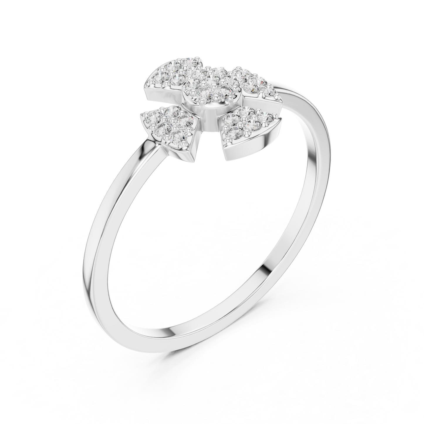 Elegant Diamond Flower Statement Ring for Women, Floral Cluster Design.