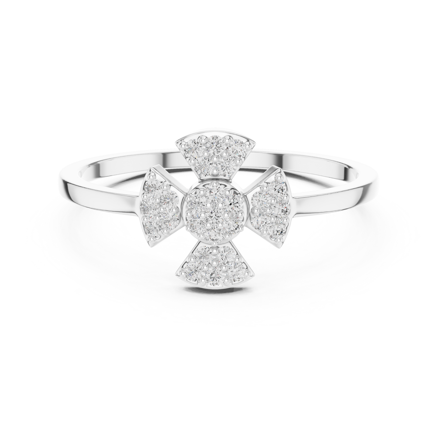 Elegant Diamond Flower Statement Ring for Women, Floral Cluster Design.