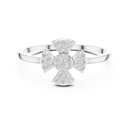 Elegant Diamond Flower Statement Ring for Women, Floral Cluster Design.