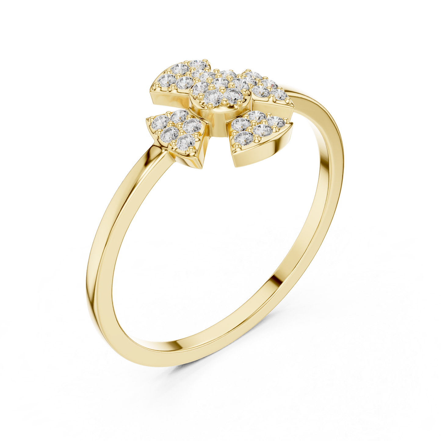 Elegant Diamond Flower Statement Ring for Women, Floral Cluster Design.