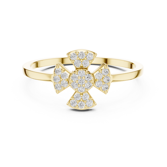 Elegant Diamond Flower Statement Ring for Women, Floral Cluster Design.