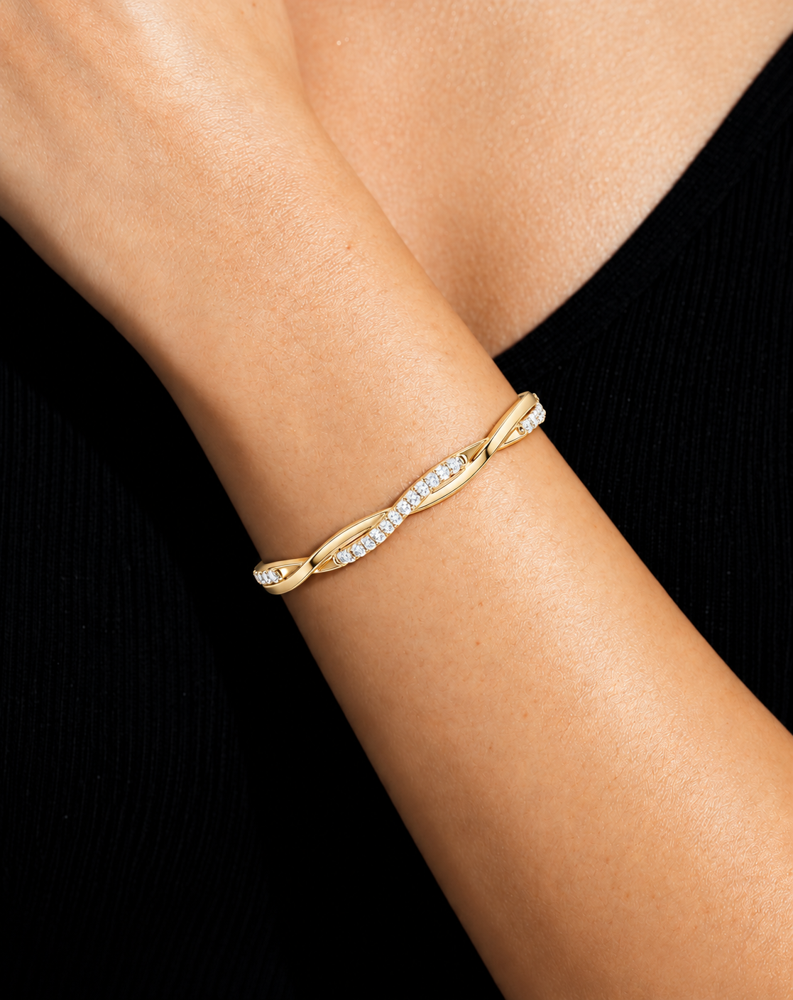 Twilara Twist Crossover Lab Grown Diamond Bangle Bracelet