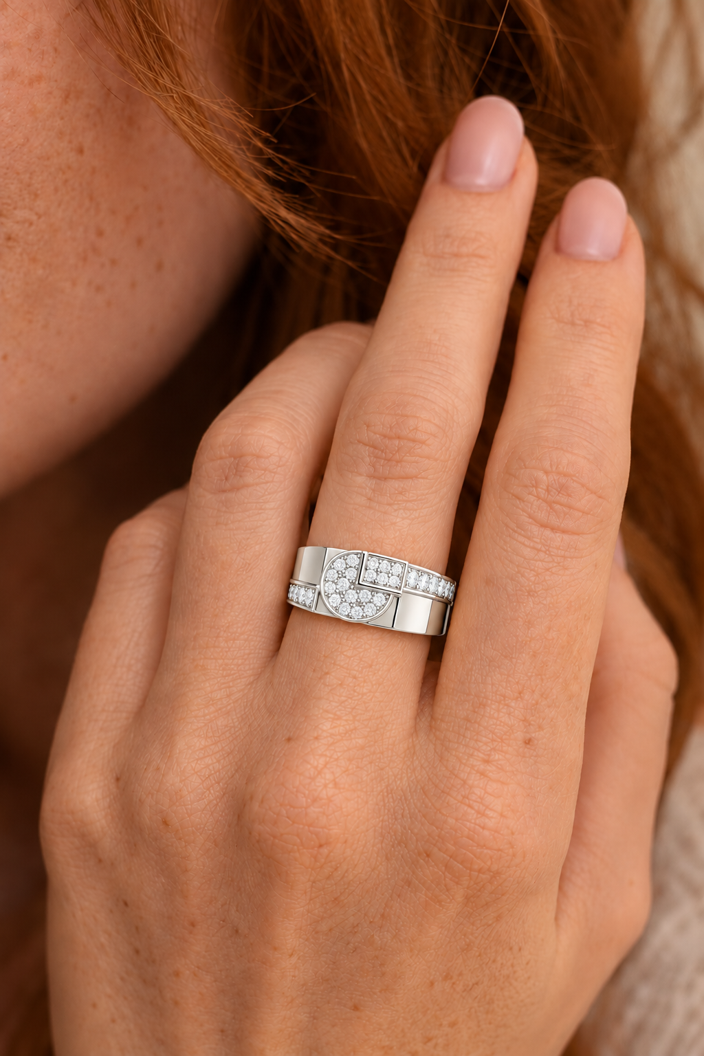 Cavellia Geometric Pavé Lab Grown Diamond Band Ring
