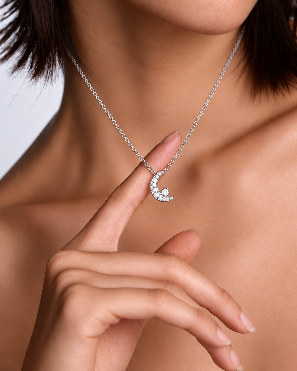 Celestine Crescent Pavé Lab Grown Diamond Pendant