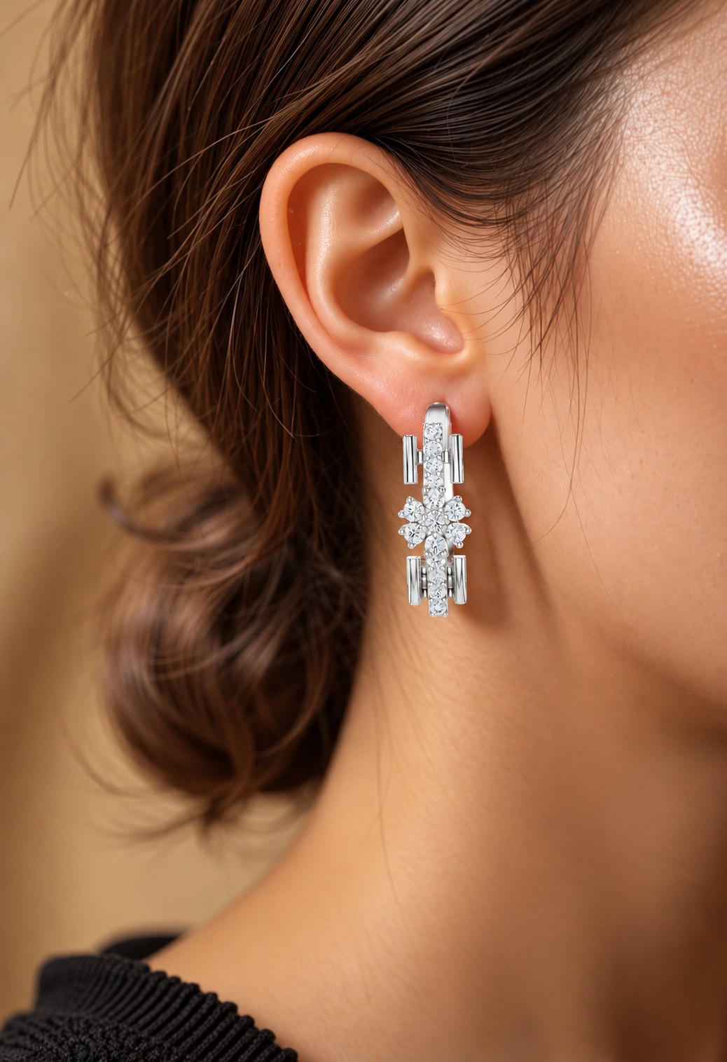 Aurevella Floral Cluster Lab Grown Diamond Drop Earrings
