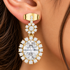 Celestine Bloom Oval Lab-Grown Diamond Drop Earrings