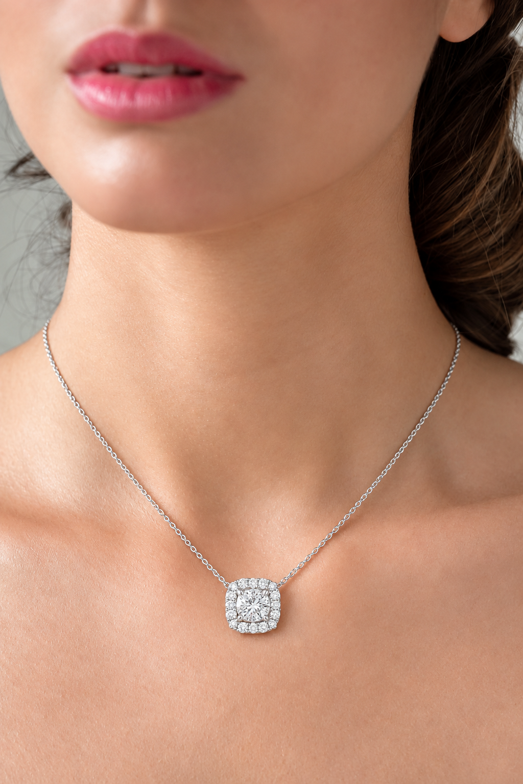 Lunessa Marquise Petal Halo Lab Grown Diamond Pendant Necklace