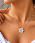 Elara Hexagon Pavé Lab Grown Diamond Pendant Necklace