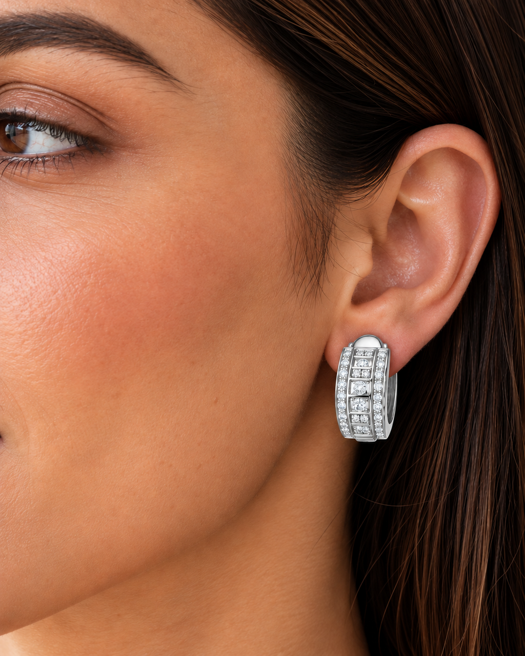Valleria Geometric Pavé Lab Grown Diamond Hoop Earrings