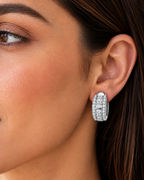 Valleria Geometric Pavé Lab Grown Diamond Hoop Earrings
