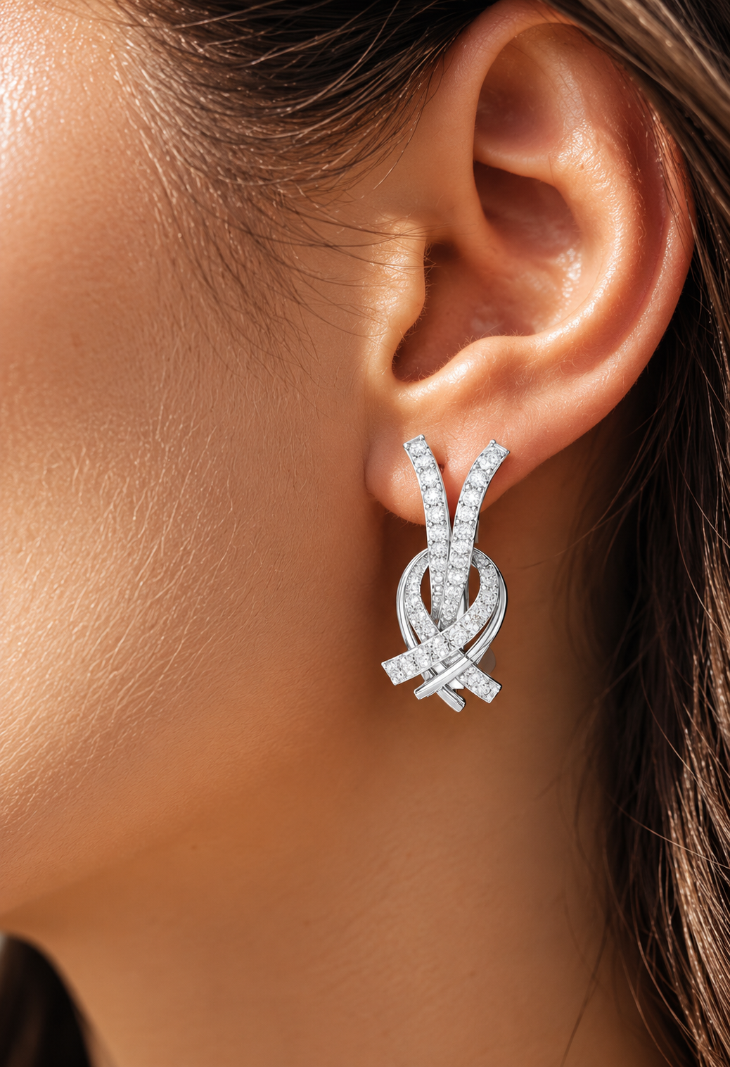 Elowyn Interwoven Pavé Lab Grown Diamond Drop Earrings
