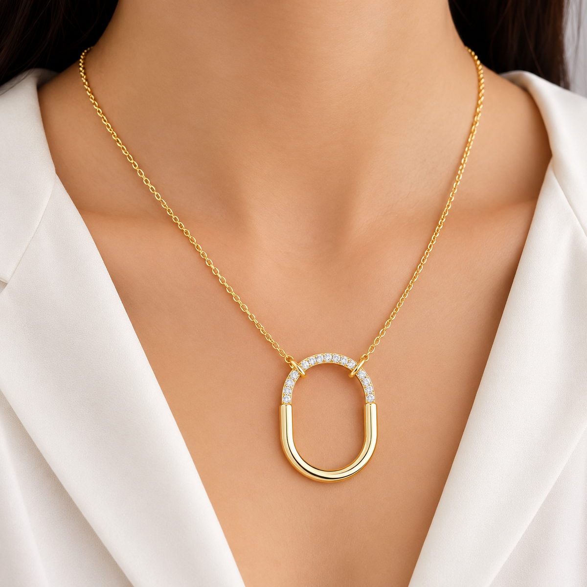Elara U-Shaped Open Pendant Lab Grown Diamond Necklace