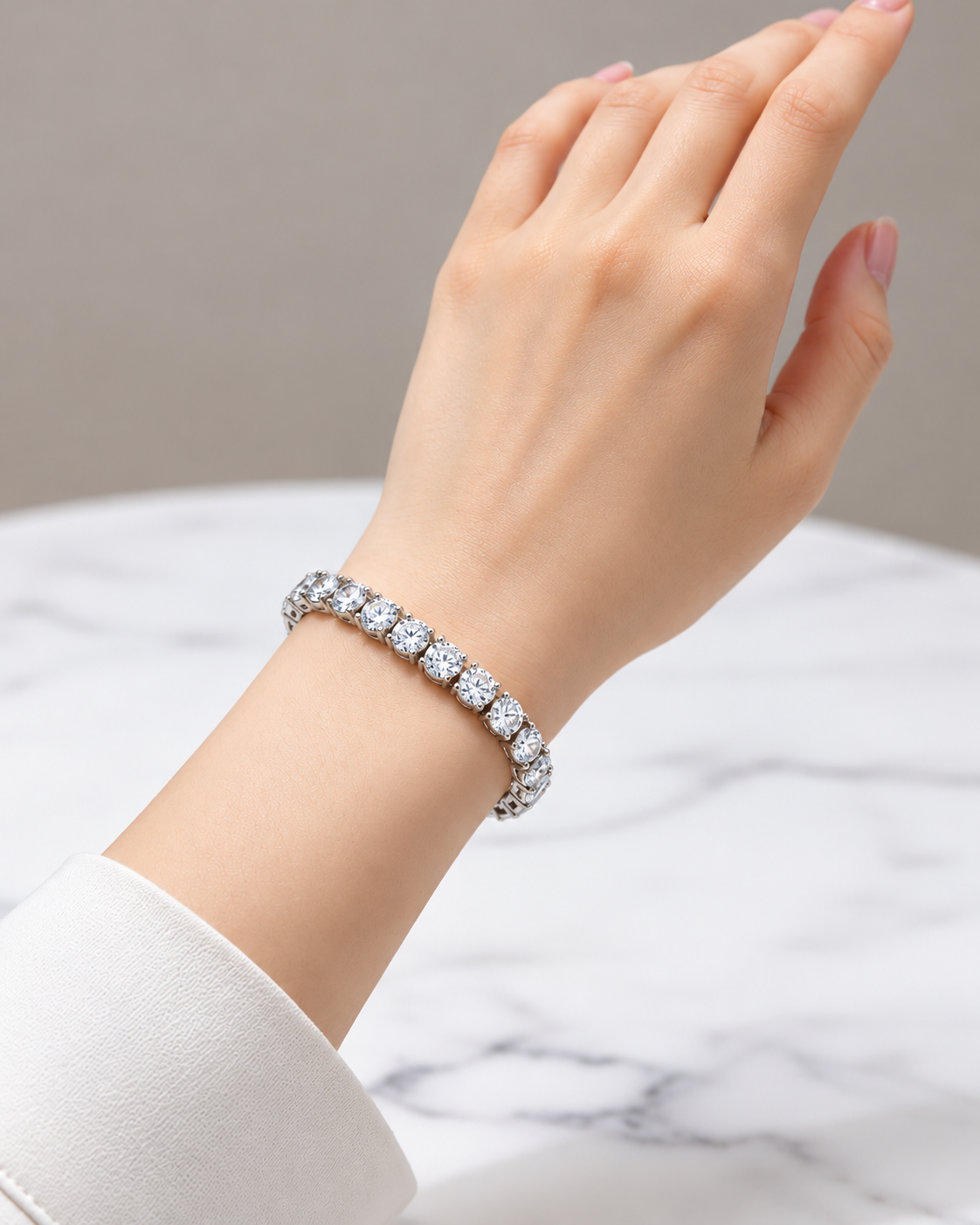 Rivelle Graduated Round Lab Grown Diamond Riviera Tennis Bracelet