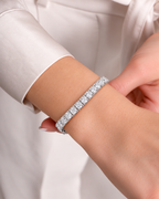 Gridelle Square Box Link Round Lab Grown Diamond Tennis Bracelet