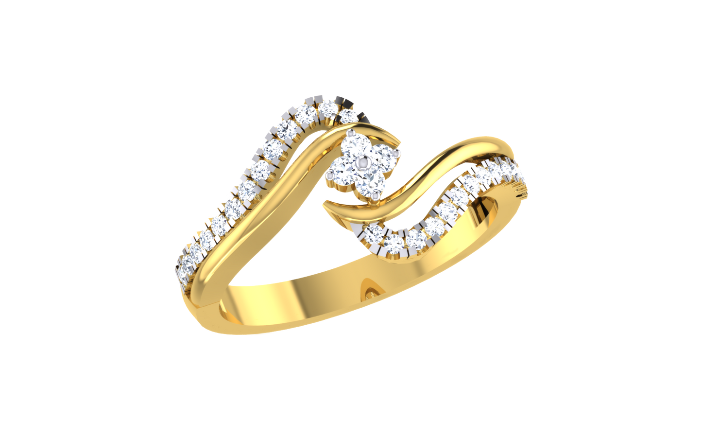 Sparkling Wave Design Engagement Ring.