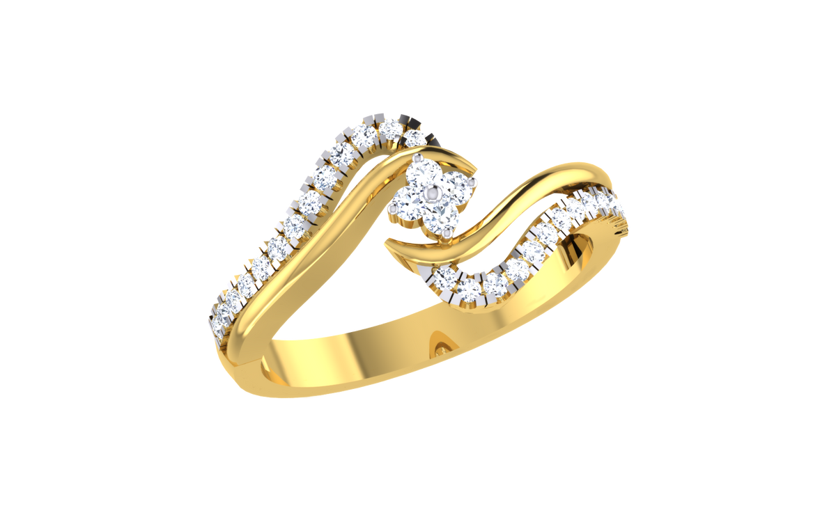 Sparkling Wave Design Engagement Ring.