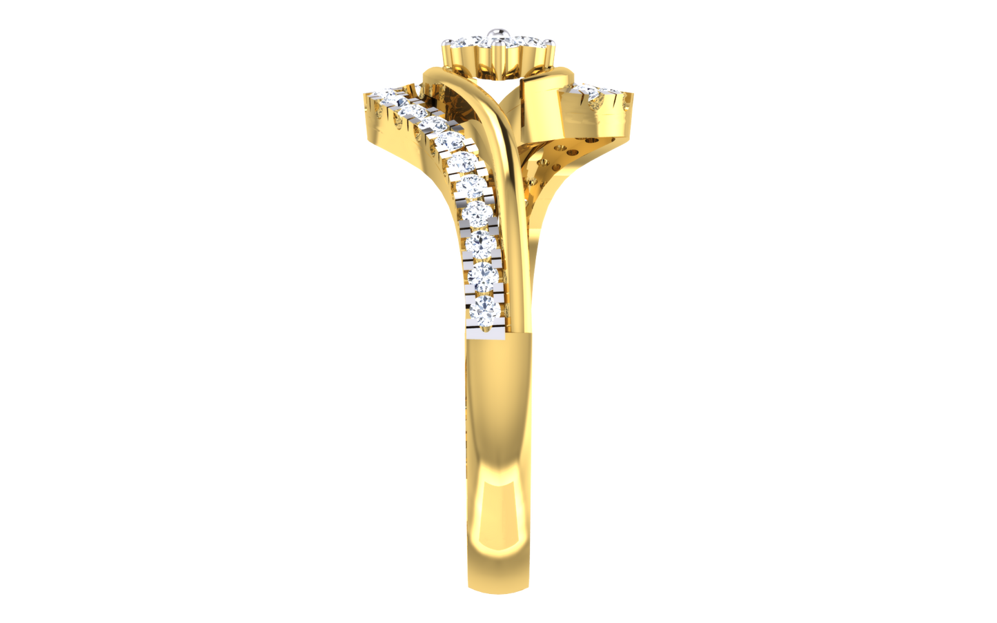 Sparkling Wave Design Engagement Ring.