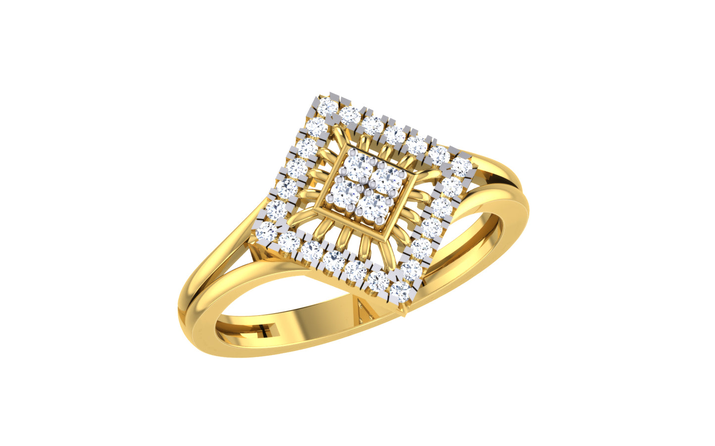 Elegant Square Cluster Diamond Ring