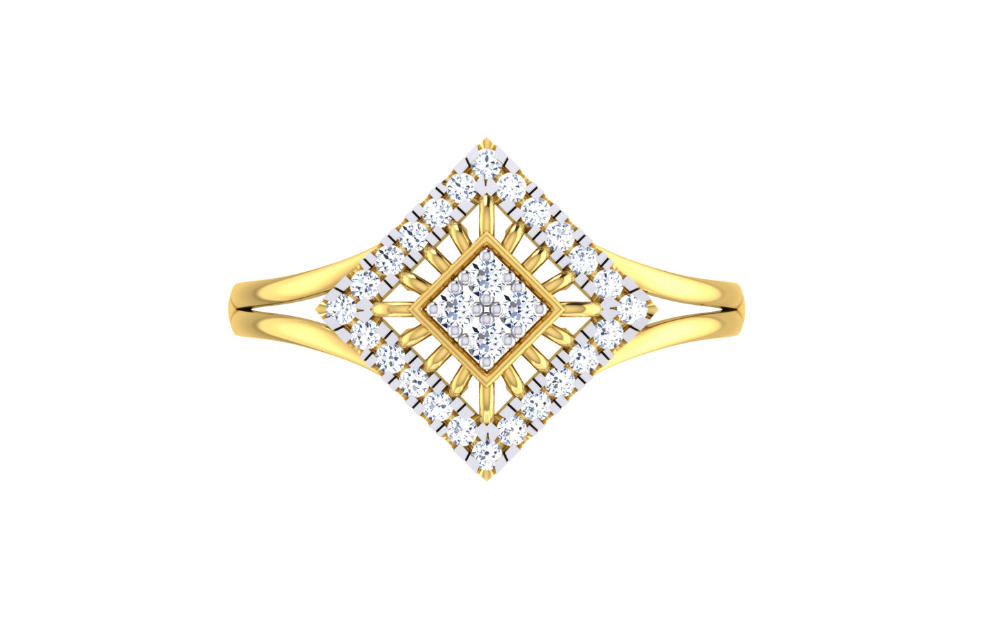 Elegant Square Cluster Diamond Ring