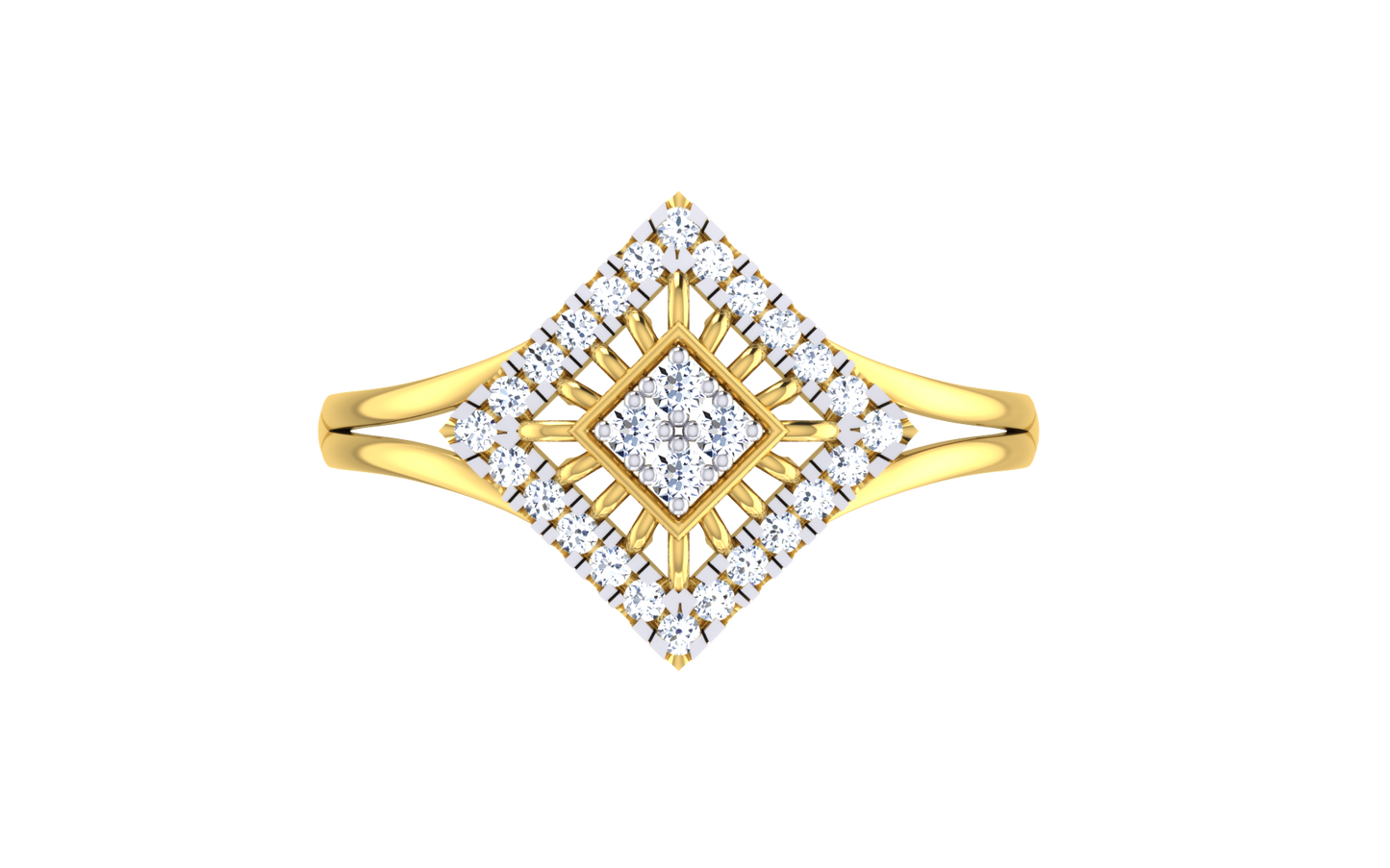 Elegant Square Cluster Diamond Ring