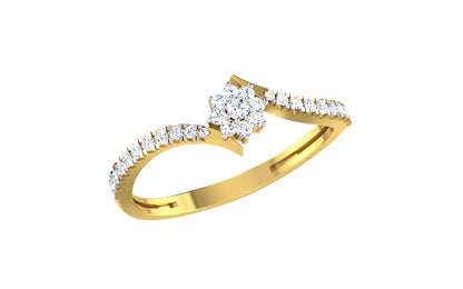 Elegant Gold Twist Ring with Center Diamond Cluster