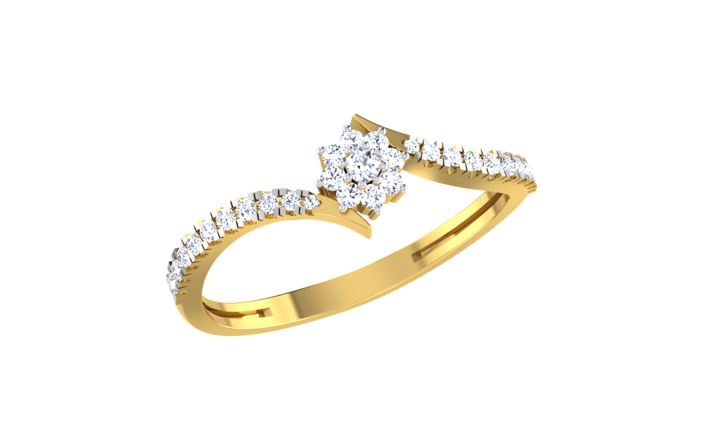 Elegant Gold Twist Ring with Center Diamond Cluster