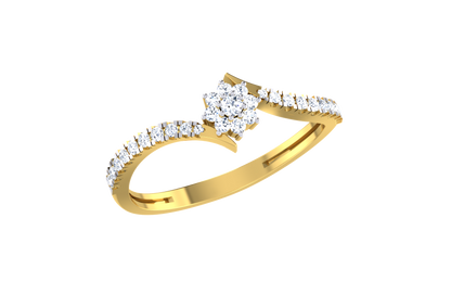 Elegant Gold Twist Ring with Center Diamond Cluster