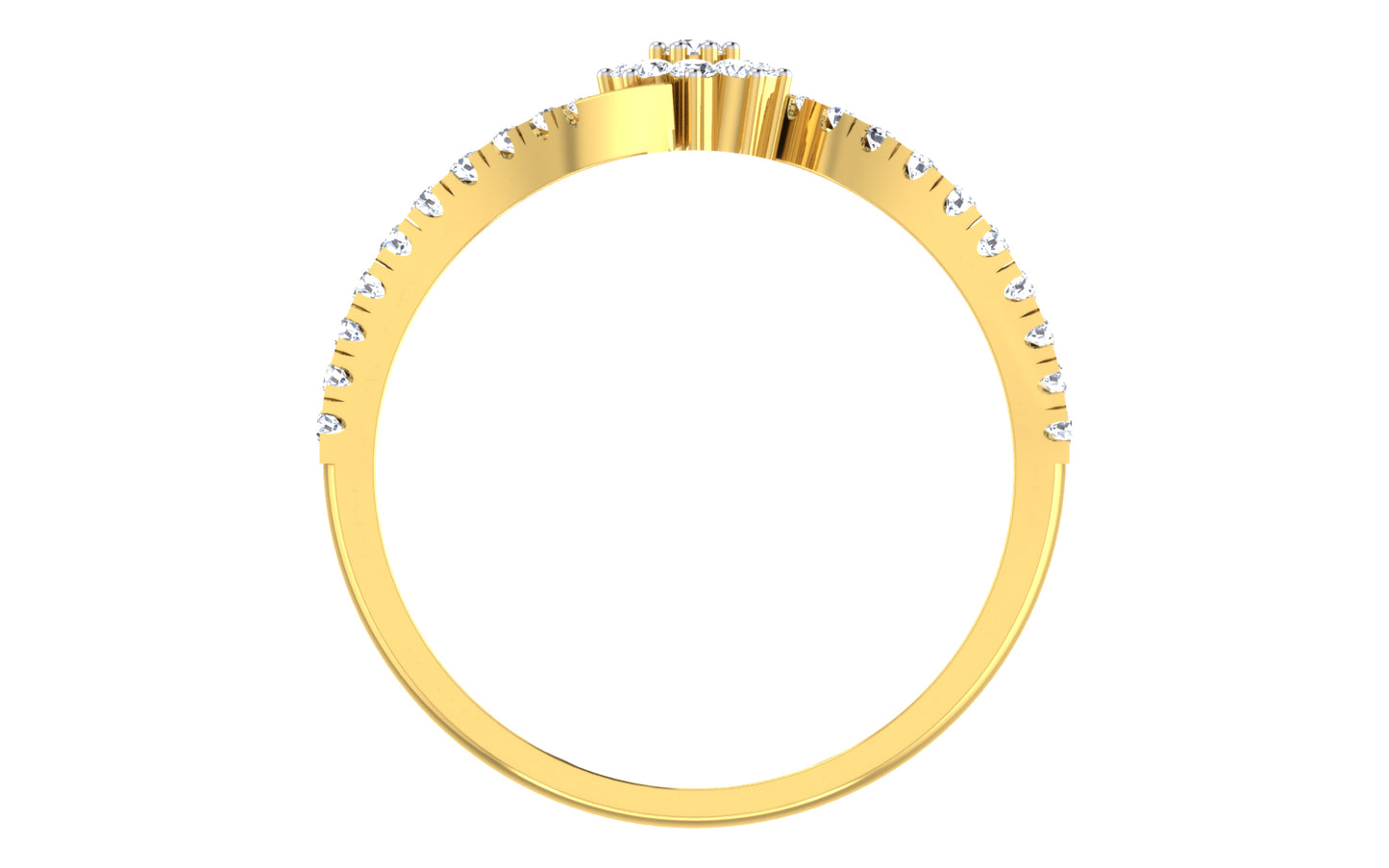 Elegant Gold Twist Ring with Center Diamond Cluster