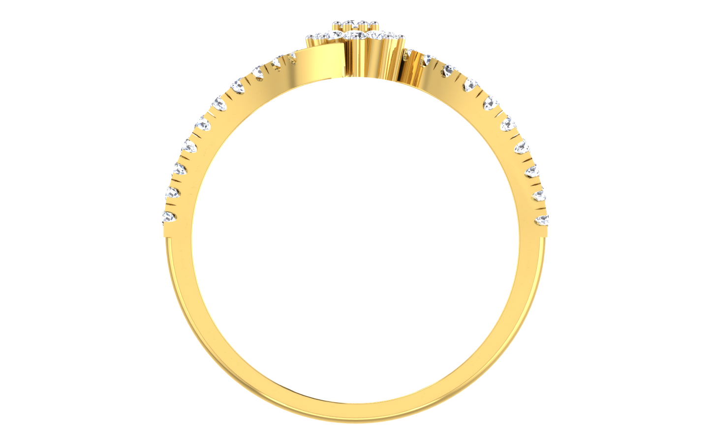 Elegant Gold Twist Ring with Center Diamond Cluster