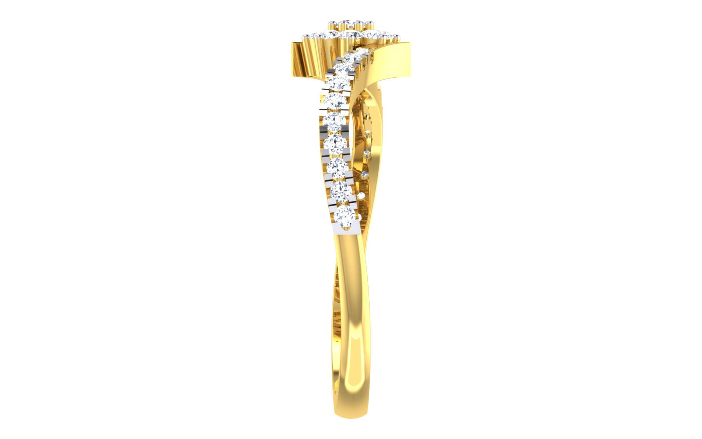 Elegant Gold Twist Ring with Center Diamond Cluster