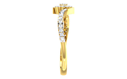 Elegant Gold Twist Ring with Center Diamond Cluster