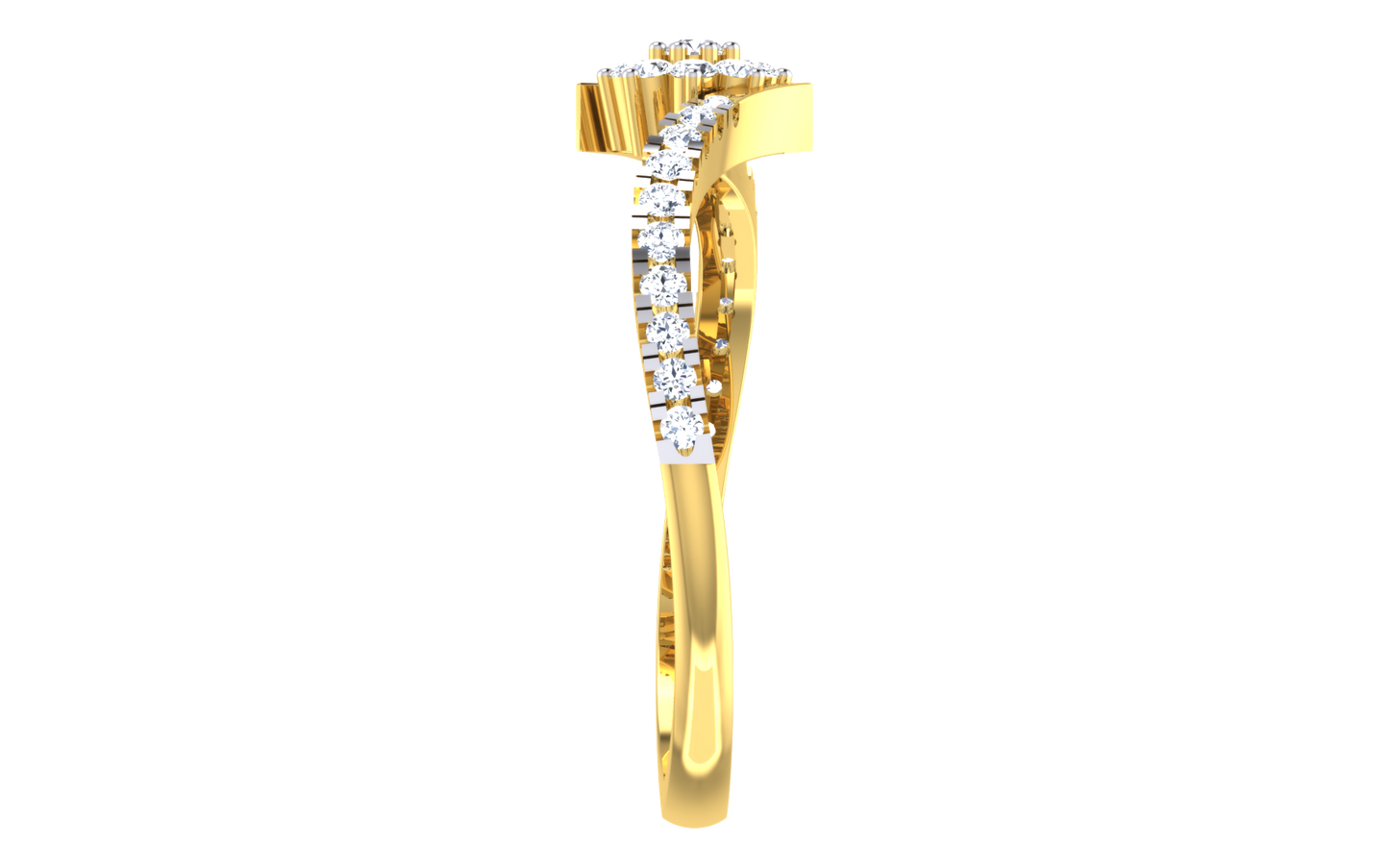 Elegant Gold Twist Ring with Center Diamond Cluster