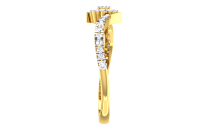 Elegant Gold Twist Ring with Center Diamond Cluster