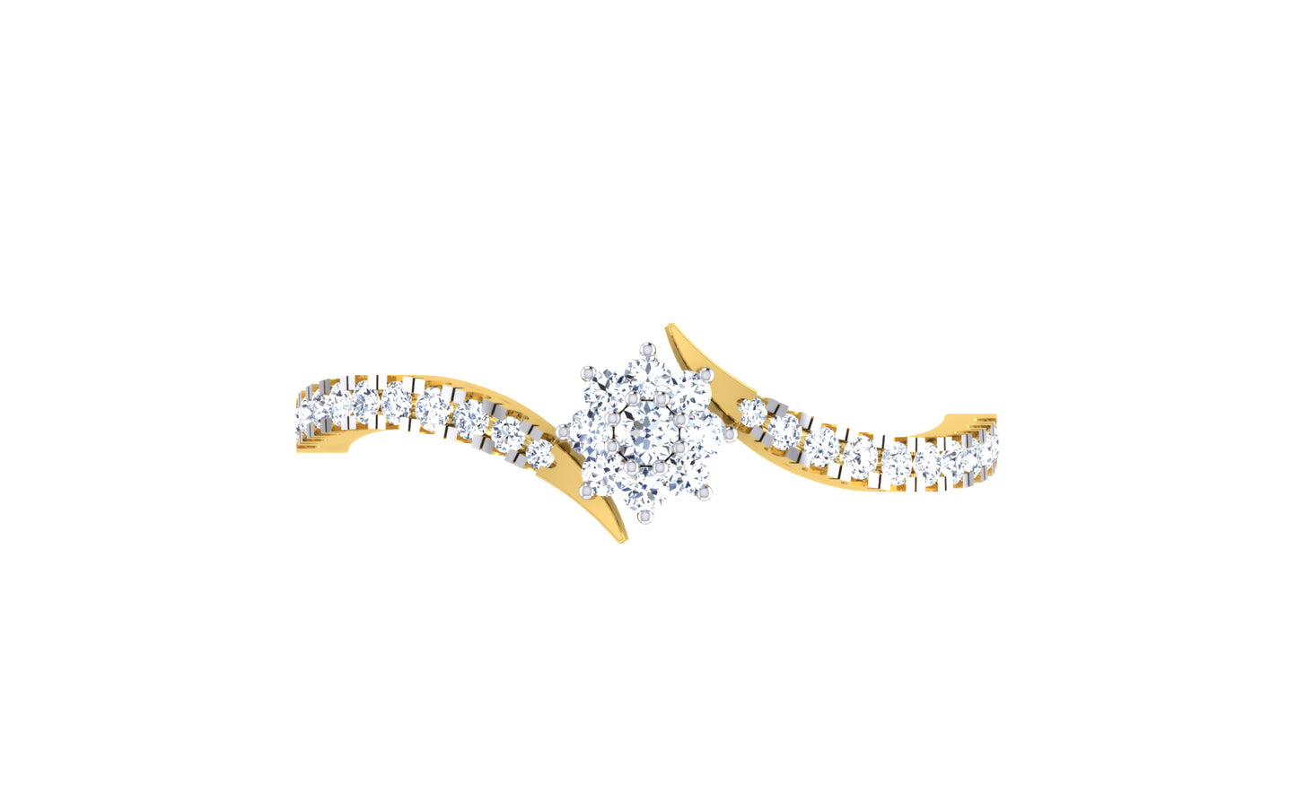 Elegant Gold Twist Ring with Center Diamond Cluster