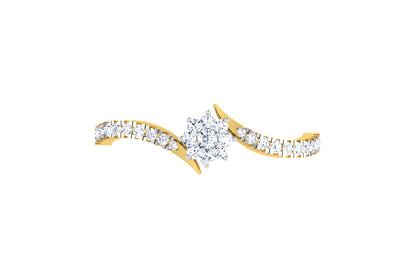 Elegant Gold Twist Ring with Center Diamond Cluster
