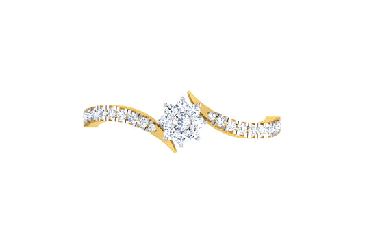 Elegant Gold Twist Ring with Center Diamond Cluster