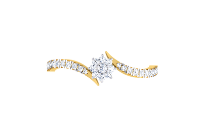 Elegant Gold Twist Ring with Center Diamond Cluster
