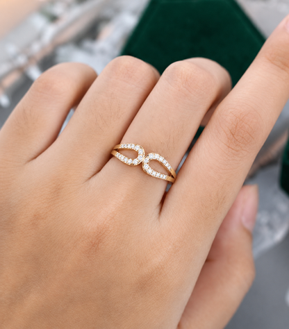 Double Loop Diamond Ring for Women