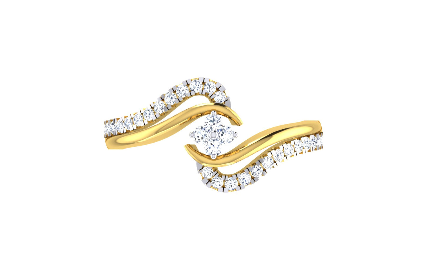 Sparkling Wave Design Engagement Ring.