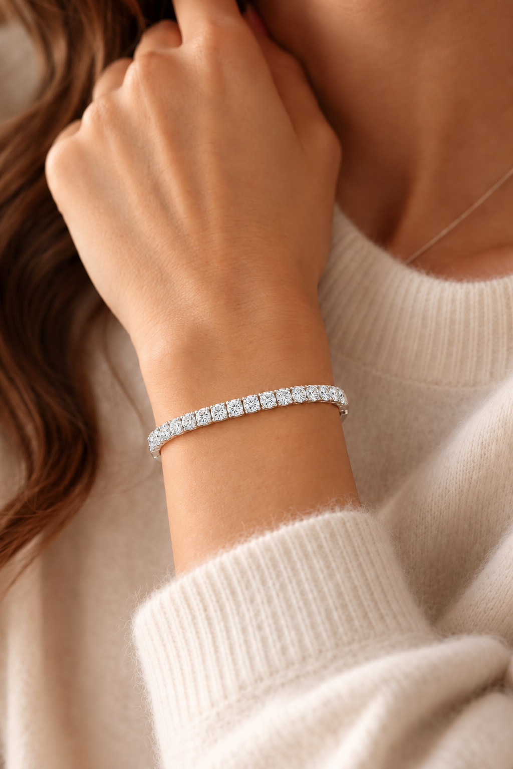 Aperelle Open Cuff Lab Grown Diamond Tennis Bracelet