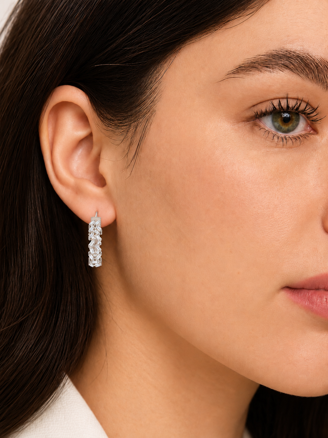 Avenelle Sculpted Diamond Cascade Lab Grown Hoop Earrings