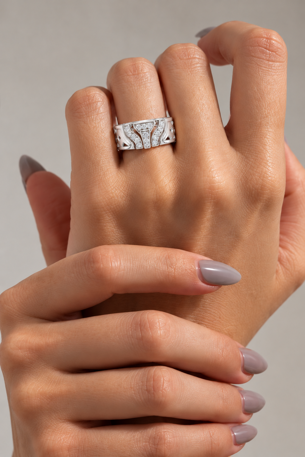 Zavienne Sculpted Pavé Lab Grown Diamond Band Ring