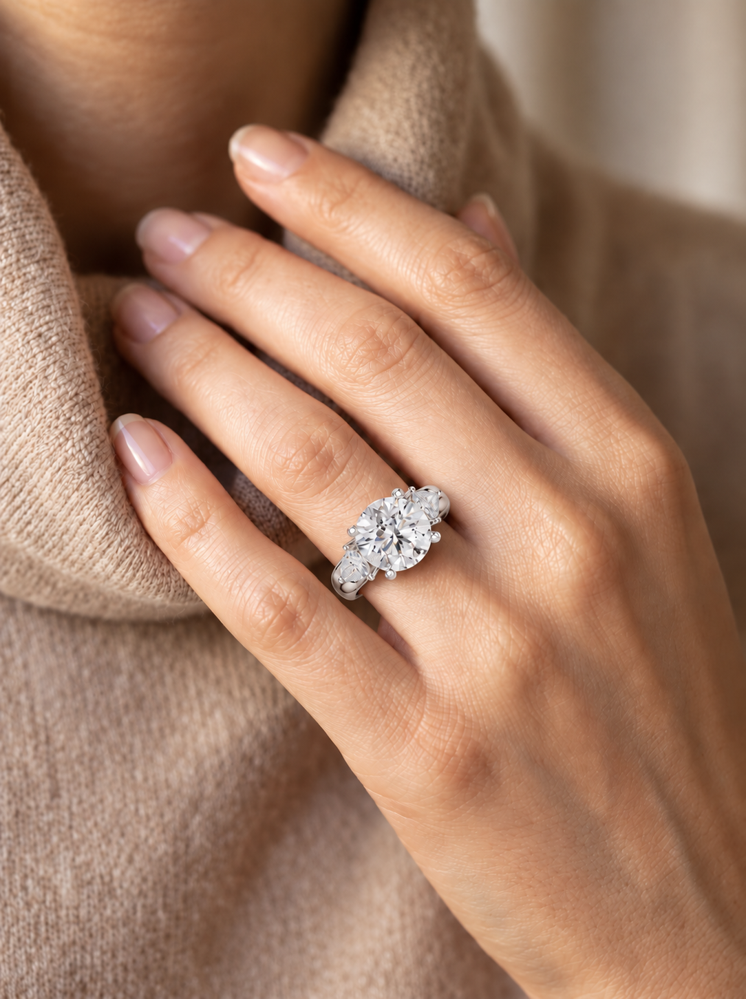 Elara Three-Stone Lab Grown Diamond Ring.