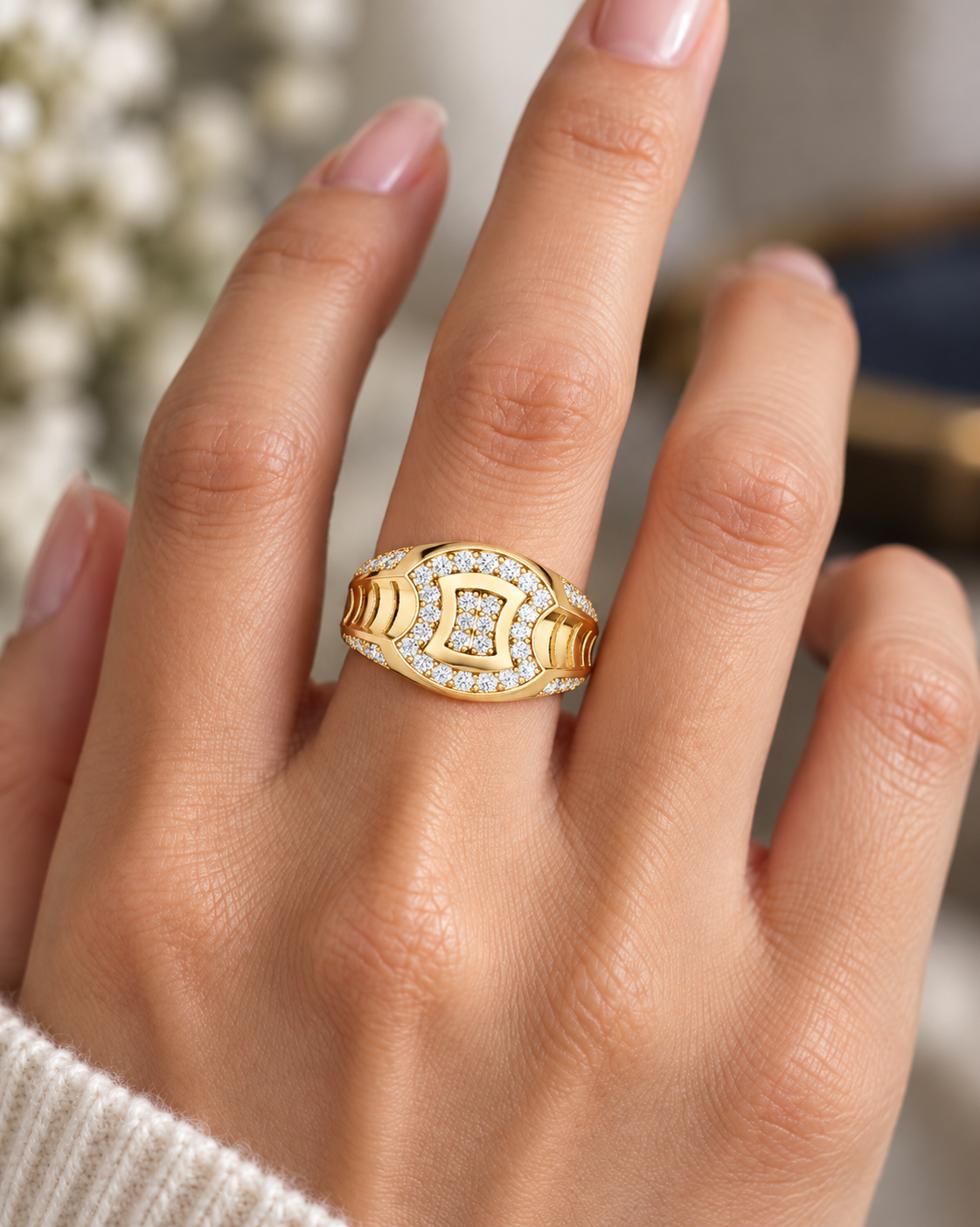 Celvaria Geometric Pavé Lab Grown Diamond Band Ring